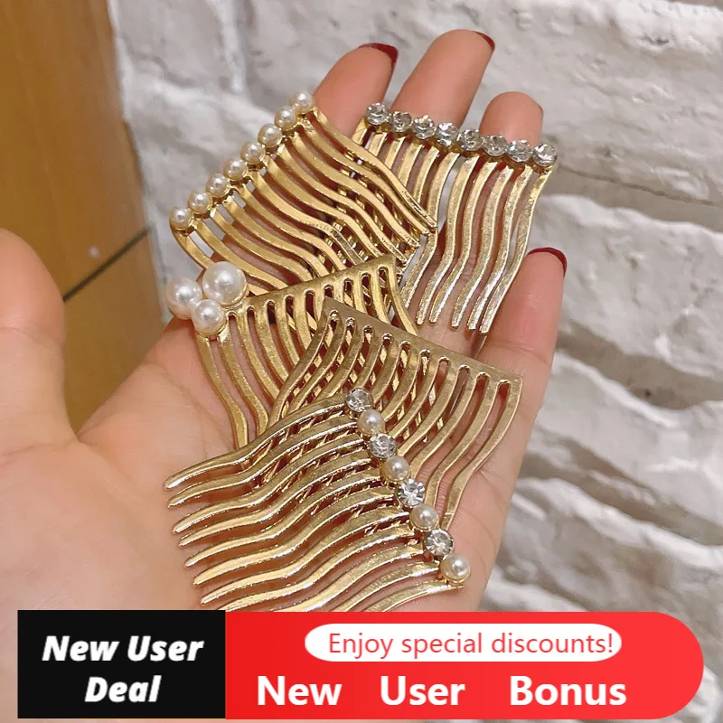 

Gold Alloy Pearl Hair Clip Fashion Simple Hair Brush Headgear Fixed Hair Styling Hair Accessories Hair Clip Accessories