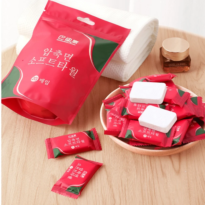 

20pcs Disposable Travel Towel Compressed Face Towel Compact Tablet Mini Wet Wipes Damp Napkin Gusset Towel Tissue