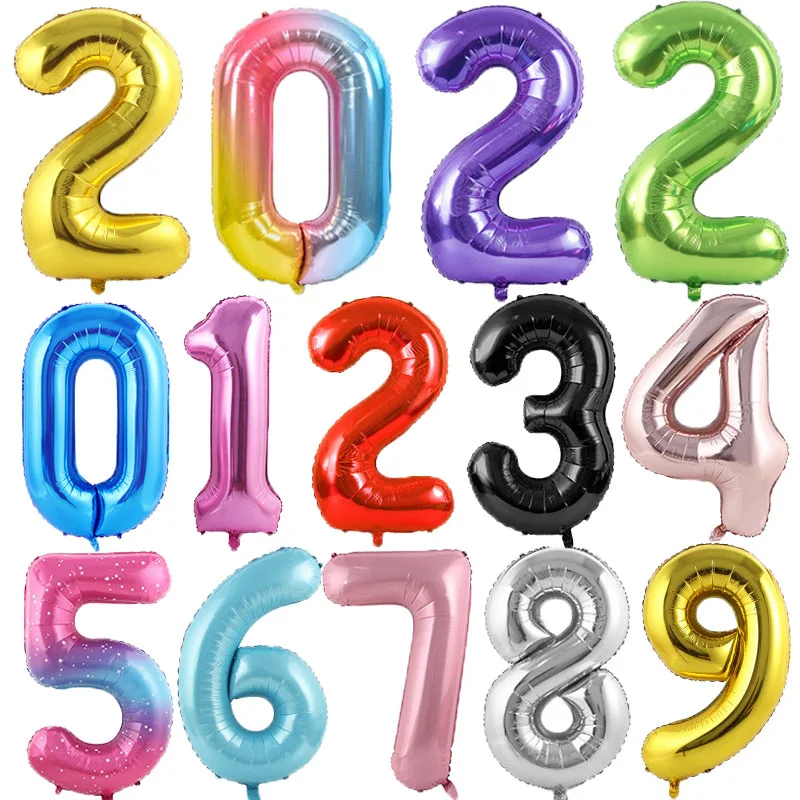 

40Inch Big Foil Birthday Balloons Helium Number Balloon 0-9 Happy Birthday Wedding Party Decorations Shower Large Figures Globos