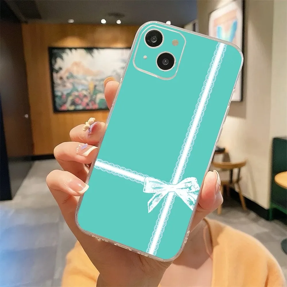 Синий чехол для телефона A-ti-ffany Iphone 16 15 11 13 14 Pro Max 7 8 Plus X Xr Xs Se2020 12 mini прозрачный