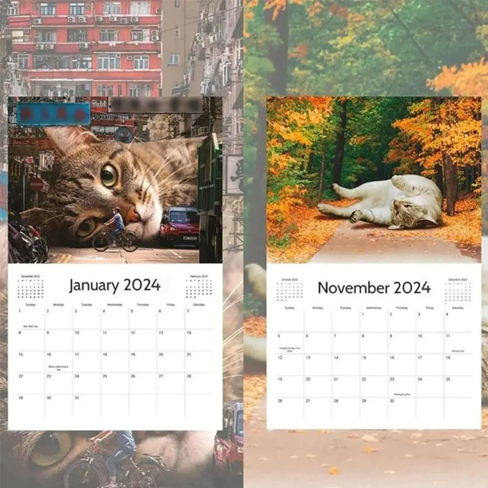 

Бумажный Фотокалендарь, семейный планировщик 2024, Забавный ежедневный органайзер, календарь, подвесной календарь 2024, домашний календарь