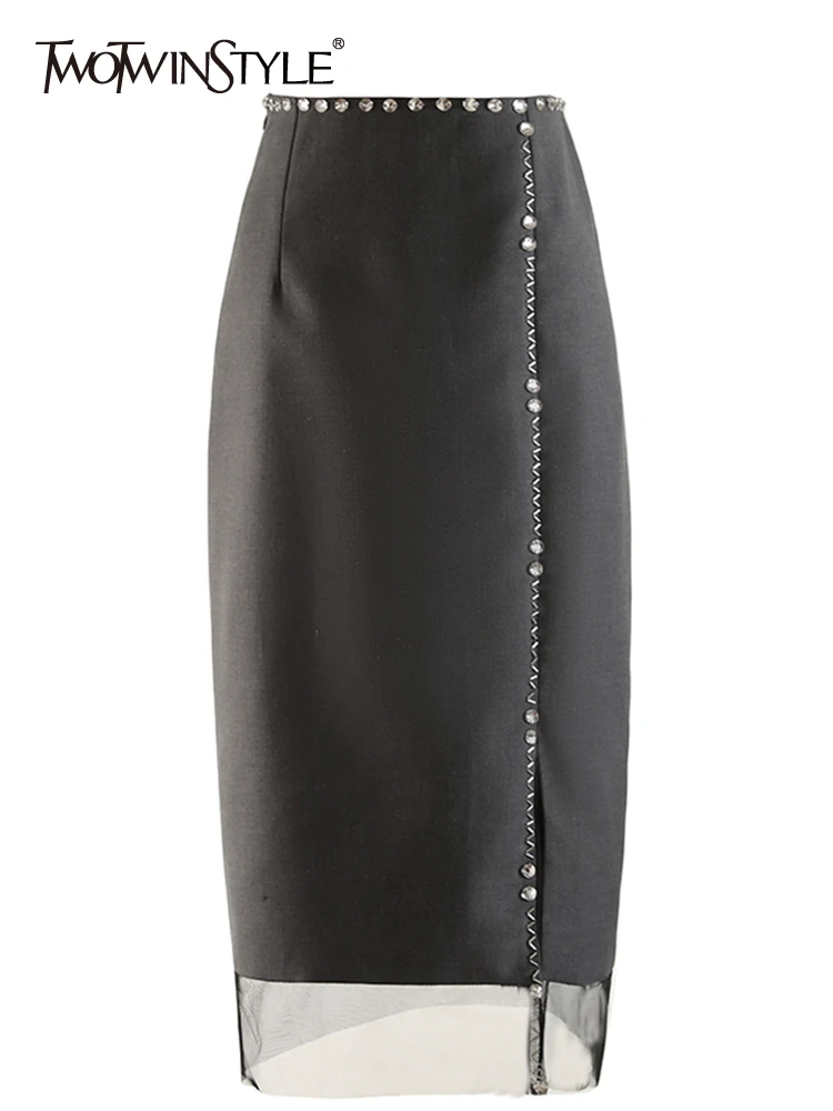 

Женская Юбка-миди TWOTWINSTYLE, повседневная юбка с высокой талией и сетчатым подолом, летняя мода