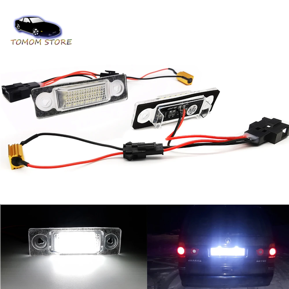 

2Pcs 6000K White LED Rear Number License Plate Light for Seat Alhambra 7V8 7V9 & VW Sharan 7M8 7M9 7M6 & Ford Galaxy WGR