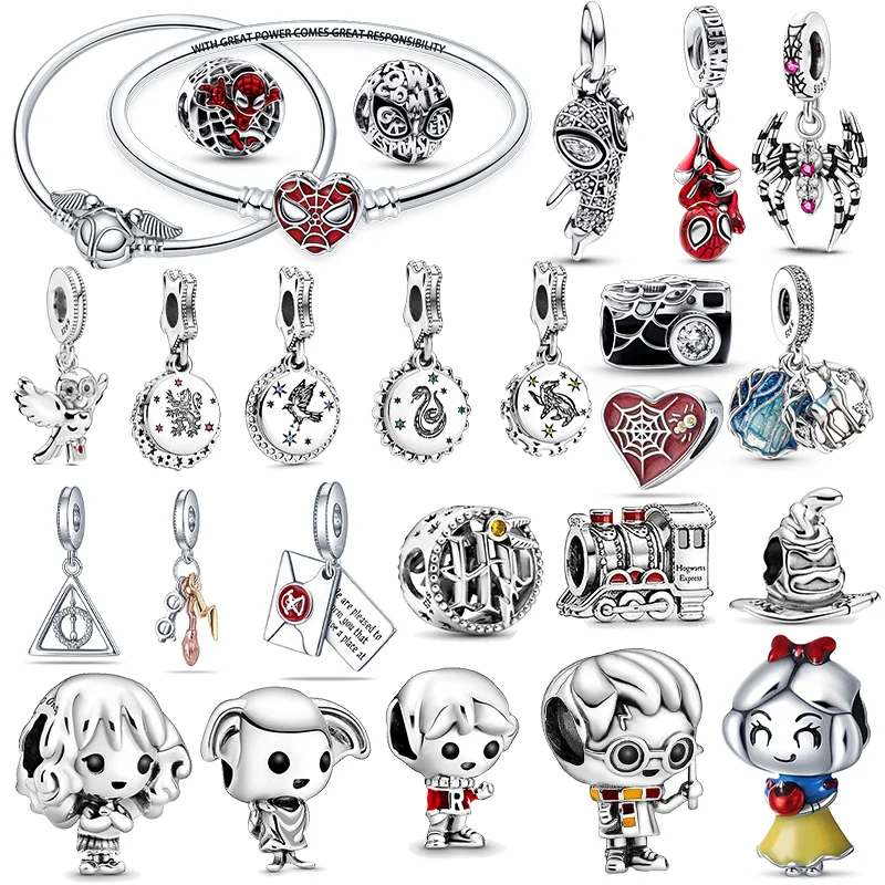 

My order 2022 plata de ley 925 spider man charm harry potter beads For original pandora sterling silver bracelet DIY women Gift