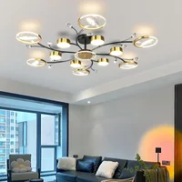 Modern Feather Print Chandeliers Led Interior Lighting for Living Room Bedroom Loft Dining Table Ceiling Lamp Home Fixture 118w