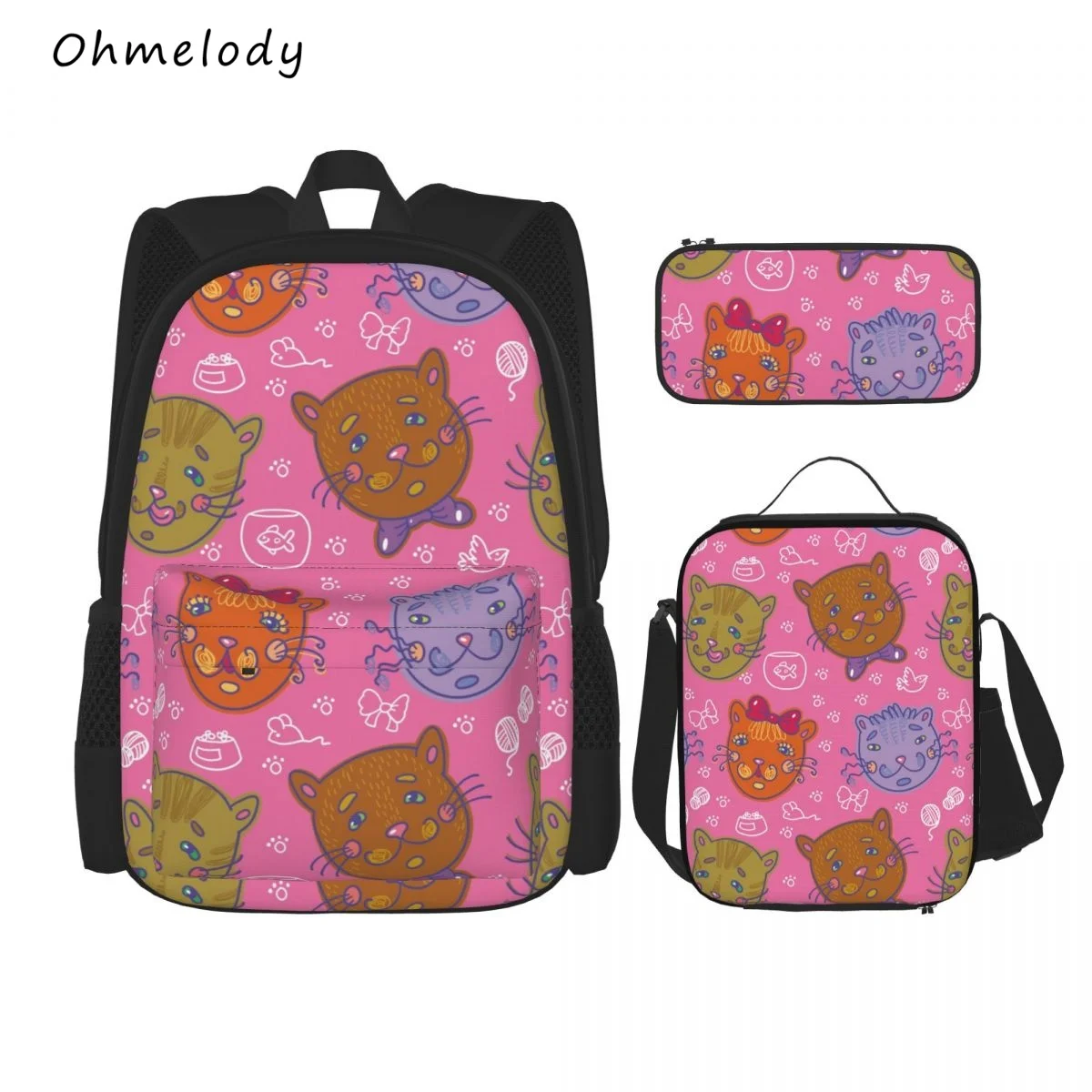 

3PCS Kids School Backpack with Lunch Bags Pencil Case Teens School Bag Bookbag Insualted Cooler Bag Pen Box for Boys Girls 9-12