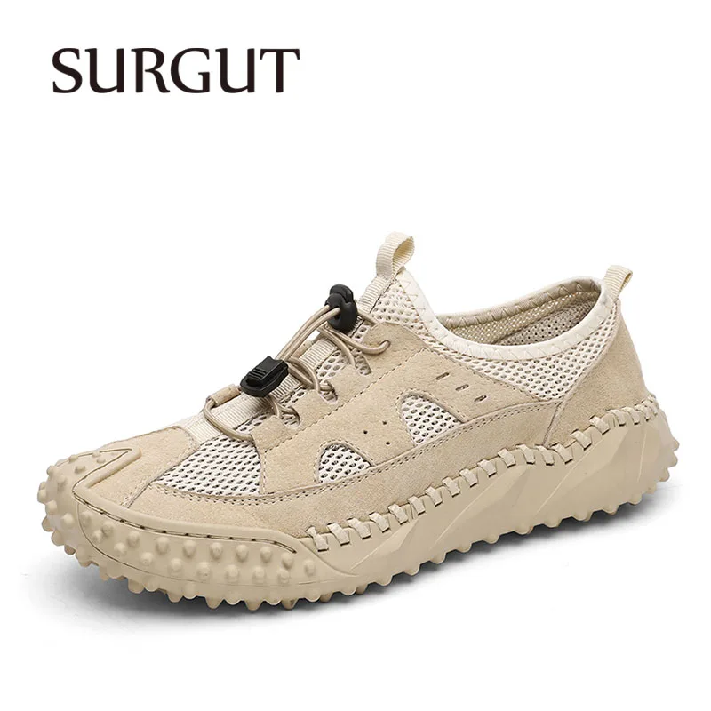 Мужские сетчатые кроссовки SURGUT черная дышащая повседневная обувь для прогулок и