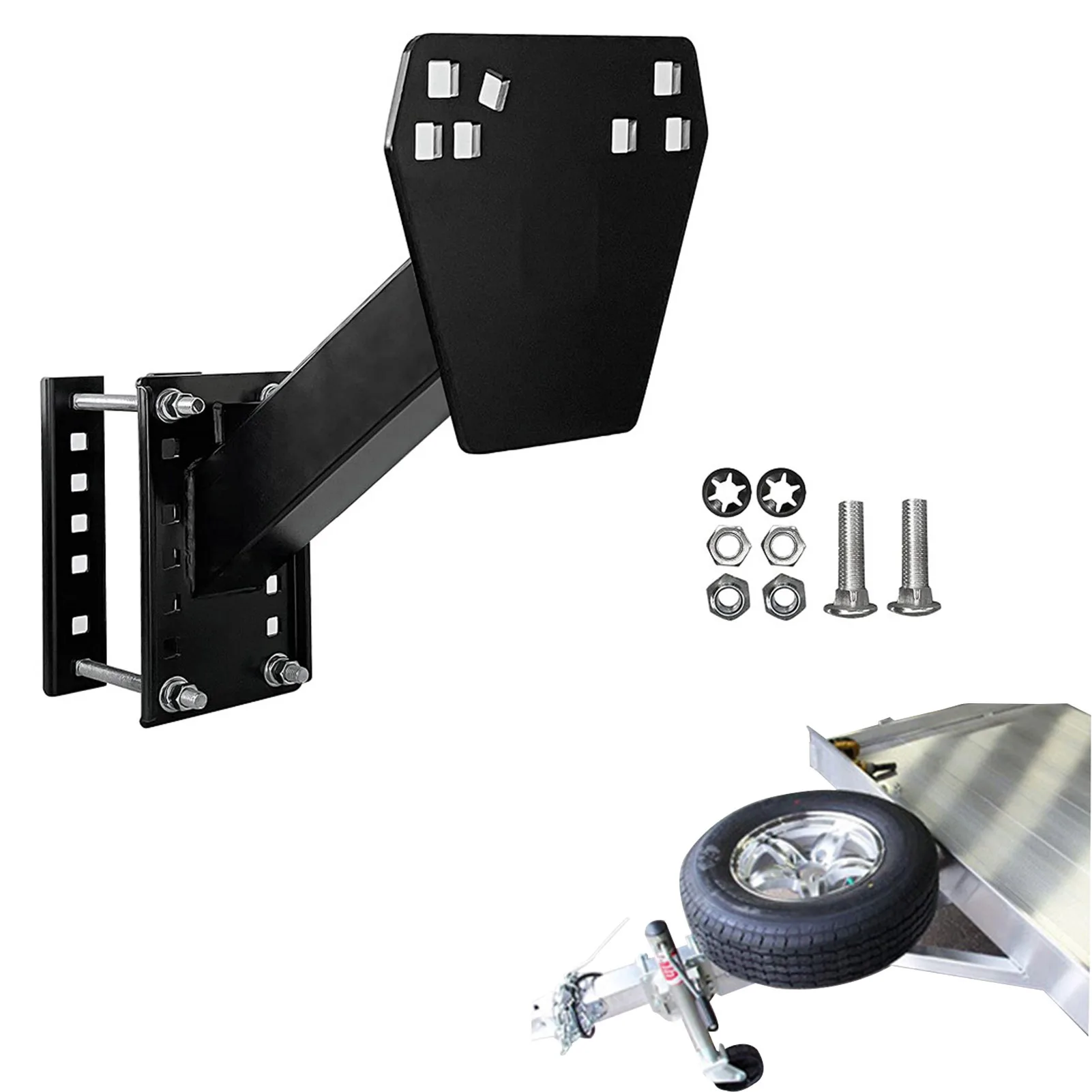 

Trailer Spare Tire Mount Steel Spare Tire Mount Bracket Trailer Spare Wheel Accessories For Most 4 & 5 & 6 & 8 Lugs Wheels On 4