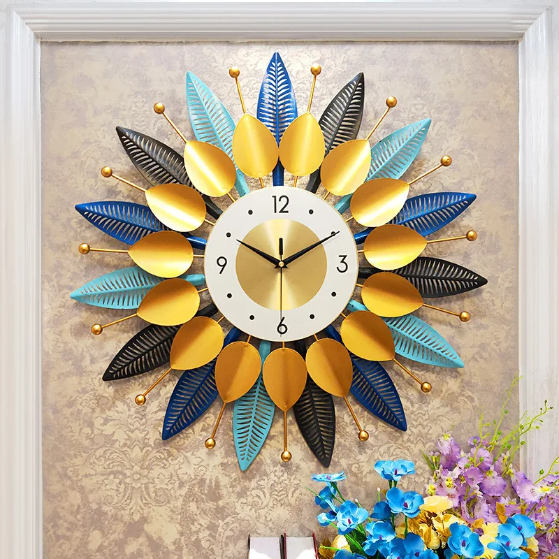 

New Large Metal Decorative Wall Clock Mid Century Silent Non-Ticking Big Clocks Modern Home Decorations for Living Room Bedroom