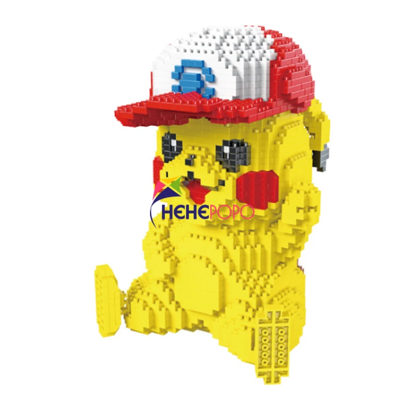 

1931pcs 9066 Diamond Blocks Pokemon Figure Blocks Game Anime Figures for Block Toys Pikachu Wearing Ash's Hat
