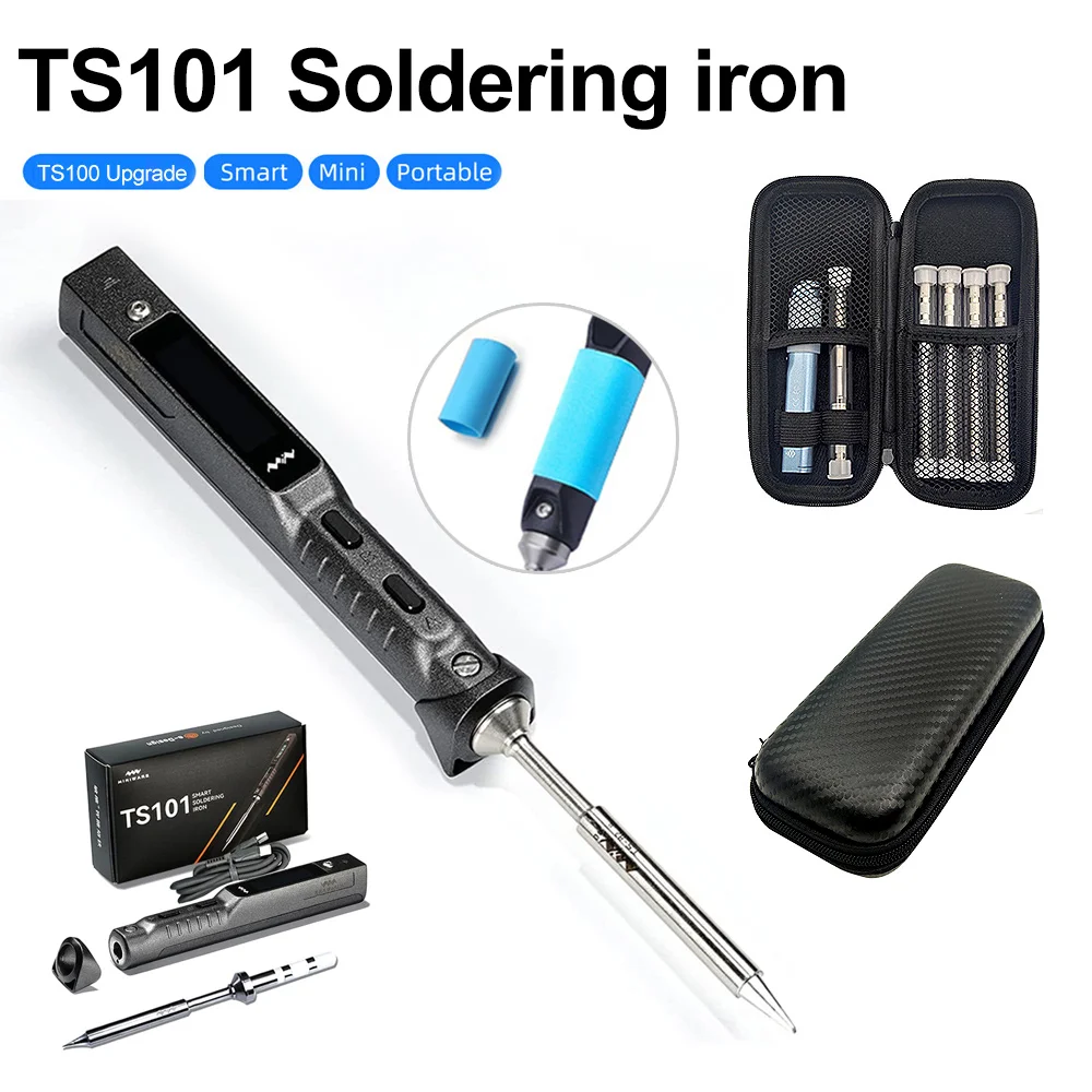 Original TS101 65W Mini Digital Display Electric Soldering Iron Adjustable Temperature Welding Station with Storage Bag