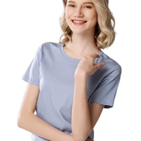 suyadream women solid t shirts cotton and silk mix plain o neck short sleeved shirts 2022 summer candy colors basic top