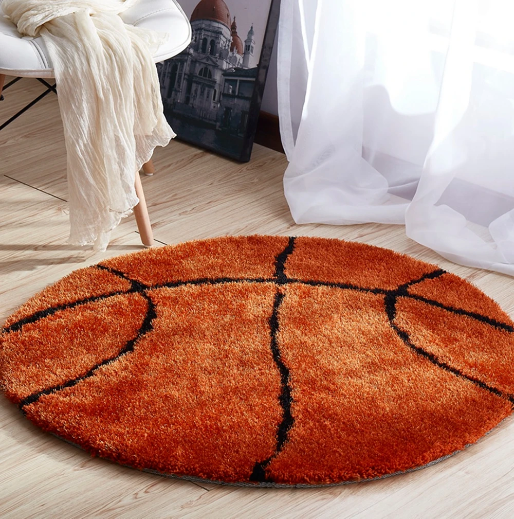 

"Sports Theme" Shaped Hand Tufted Extra Soft Shag Area Rug (36-in Diameter)