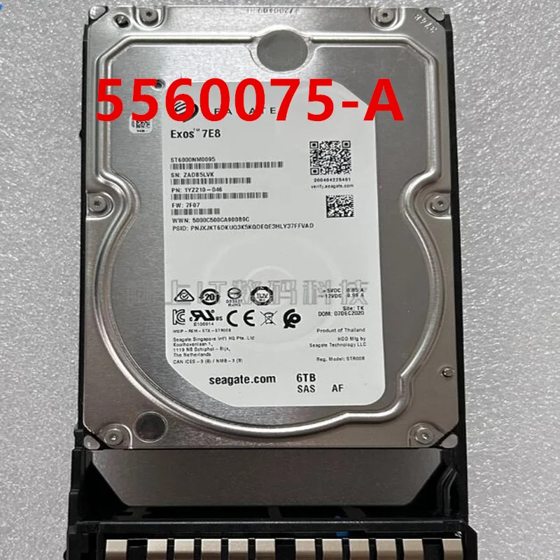 

Original Almost New Hard Disk For LENOVO G200 G400 G600 G800 6TB SAS 3.5" 7.2K 128MB Server HDD For 5560075-A