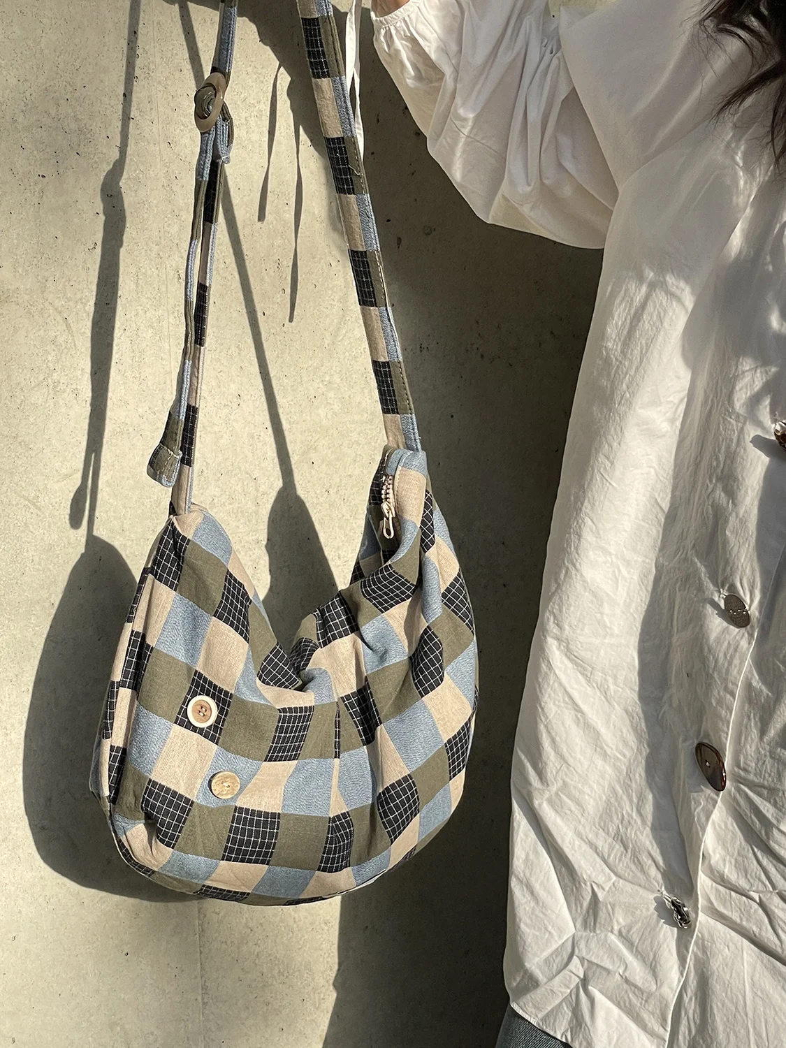 Винтажная клетчатая сумка-хобо Миягава повседневная японская Корейская