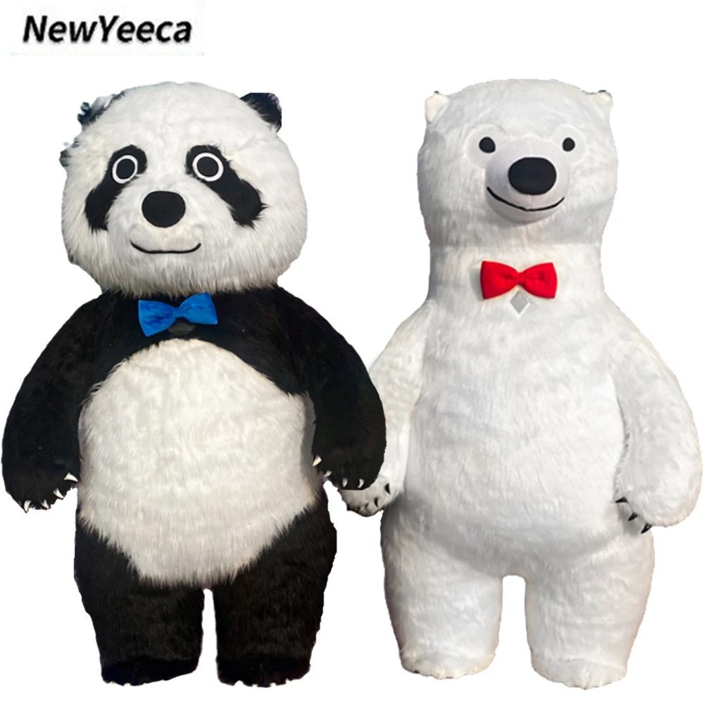 Надувной костюм маскота большой панды для вечеринок, рекламы, косплея. Мягкий плюшевый костюм на рост взрослого человека: 2 м / 2,6 м / 3 м.