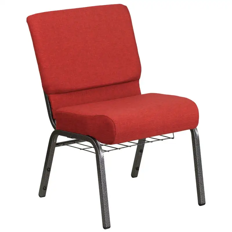 

HERCULES Series 21''W Church Chair in Crimson Fabric with Cup Book Rack - Silver Vein Frame Chair pink Sillas para barra de coci