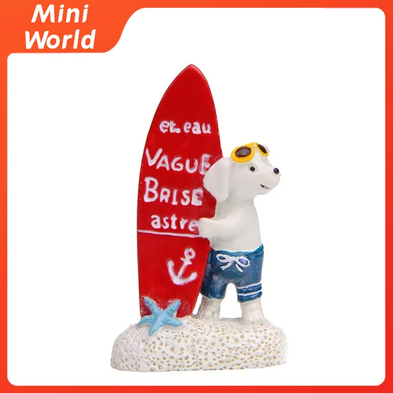 

1Pcs Surf Dog Resin Crafts Ornament Animal Figurines Aquarium Decor Home and Garden Interior Figurine Living Room Decoration