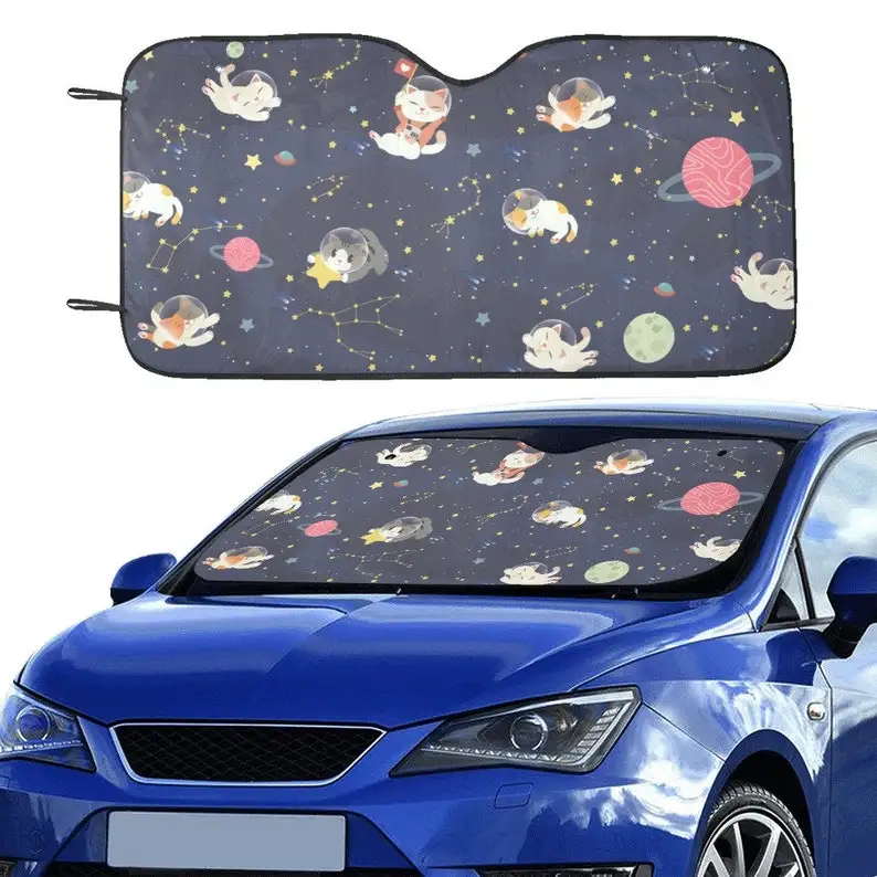 

Kawaii Space Cat Car Windshield Sunshade Cute Astrological Cat Window Sun Protection Can Car Accessories Car Decoration Gift