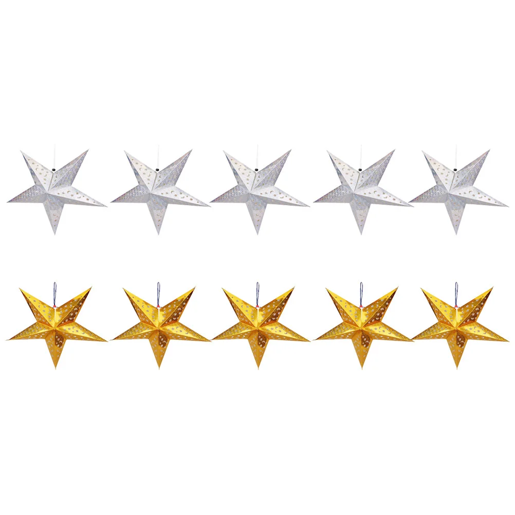 

Star Paper Lamp Shade Lantern Lampshade Christmas Hanging Ceiling 3D Lightpentagram Hollow Out Folding Decoration Garland