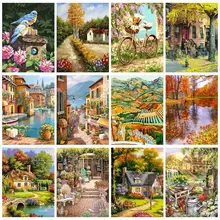 RUOPOTY Frame Painting By Numbers For Adults Kits Bird Garden Landscape Modern Wall Art Picture For Home Decoration Diy Crafts