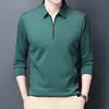 New Men's Solid Polo Shirt Lapel Long-sleeved Polos Shirt Zipper Collar Fashion Spring and Autumn Thin Shirt Casual Loose Tops 5