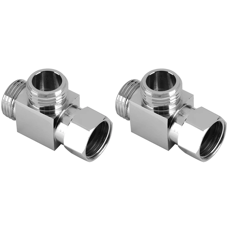 

2X Brass 3 Way Water Diverter Adapter Quickly Installation Bathroom Shower Bidet Angle Replacement Valve Connector
