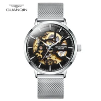 guanqin 40mm business mechanical automatic winding men watch stainless steel water resistant stranded design relogio masculino