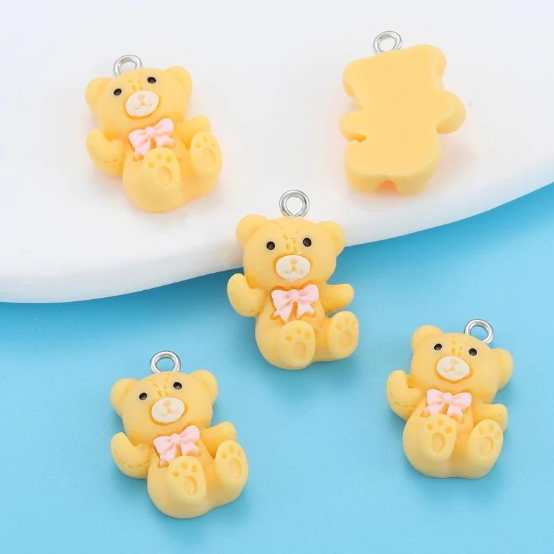 20 шт. 5 цветов подвески из смолы с медведем каваи мультяшные животные для серег