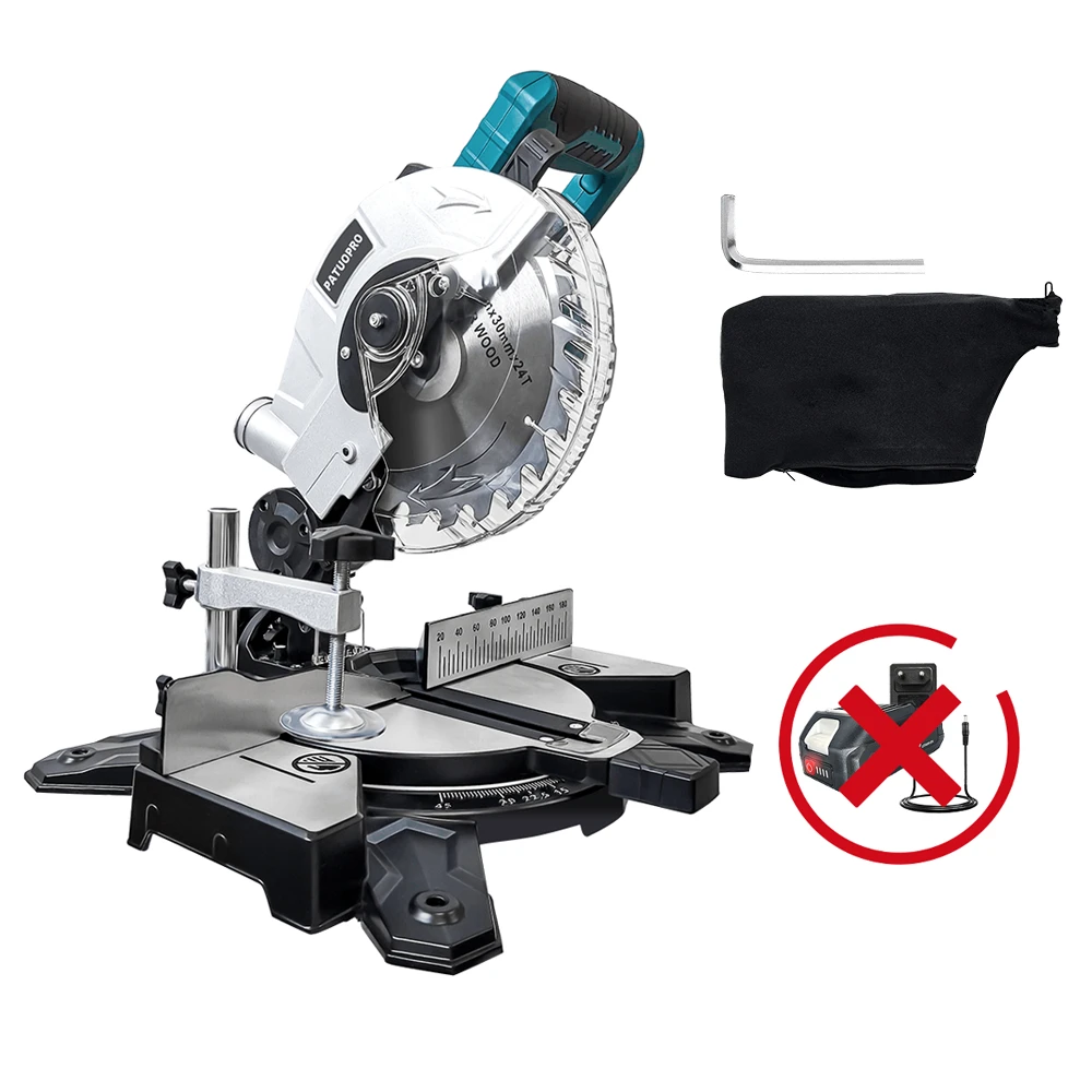 PATUOPRO Бесщеточная торцовочная пила Аккумуляторная электрическая пила для резки деревянных металлических труб Электроинструменты для батареи Makita 18 В (без батареи)