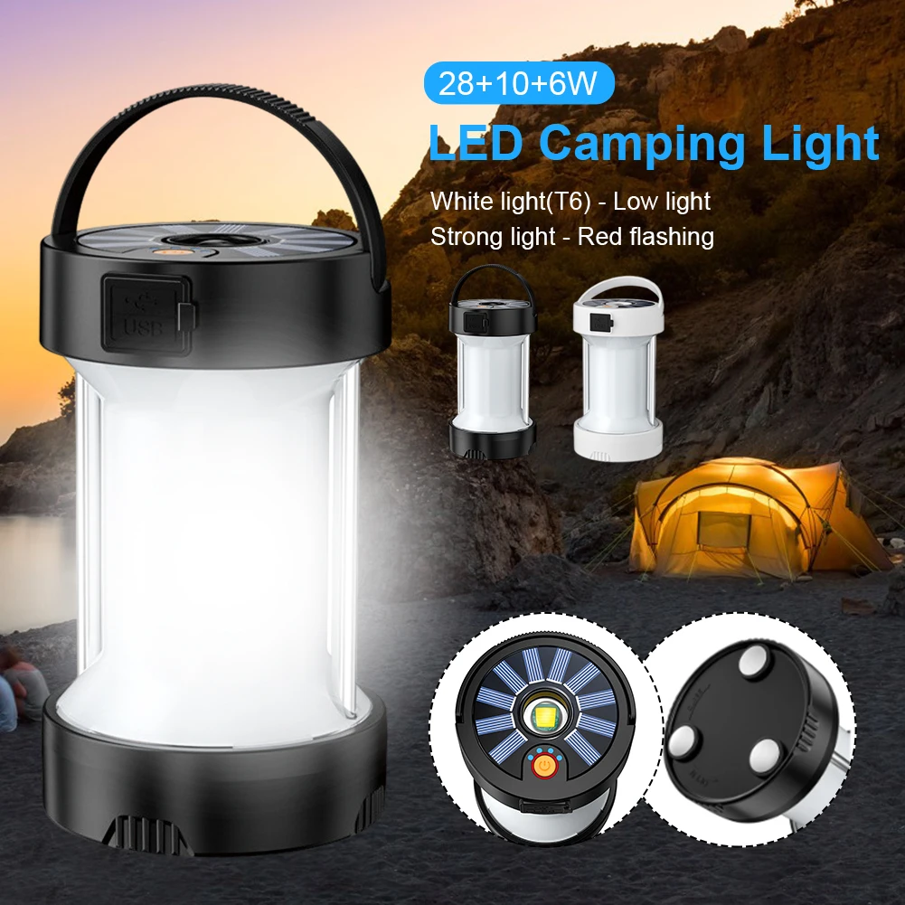 

Solar Camping Lantern Rechargeable Portable LED Camping Light 4 Settings Dual Charging Ways Flashlight For Outdoor Hiking Travel
