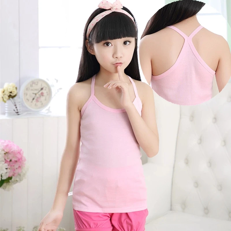 

Kids Vests Cotton Solid Color Tops For Boys Underwear Girls Camisole Teenagers Undershirt 2-12Y Child Summer Singlets