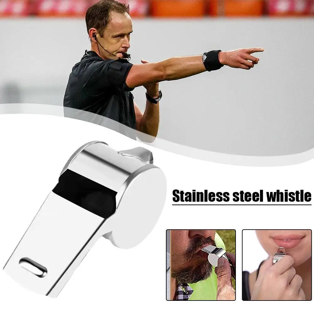 

Metal Whistle with Rope Cheer Whistles Portable Extra Loud Sports Whistle Multipurpose for Soccer Football Basketball Train C5J4