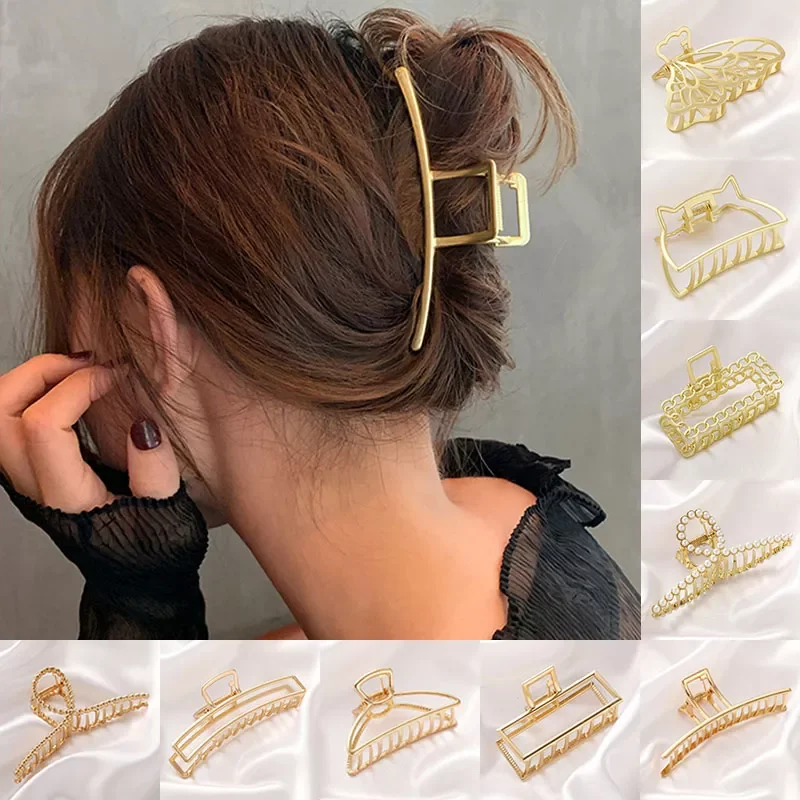 

New in Fashion Simple Gold Hair Claw Retro Hair Clips Barrette Headband Hairpin Hair Crab 2022 Trend Hair Accessories jackets