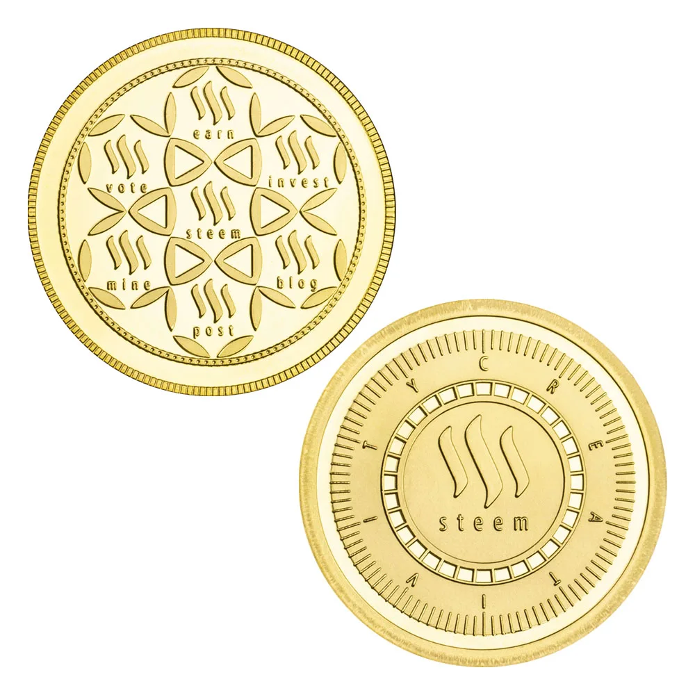 Криптовалюты Steem, позолоченные сувениры и искусственная памятная монета, криптовалюта Криптовалюты Steem, позолоченные сувениры и искусственная памятная монета, криптовалюта