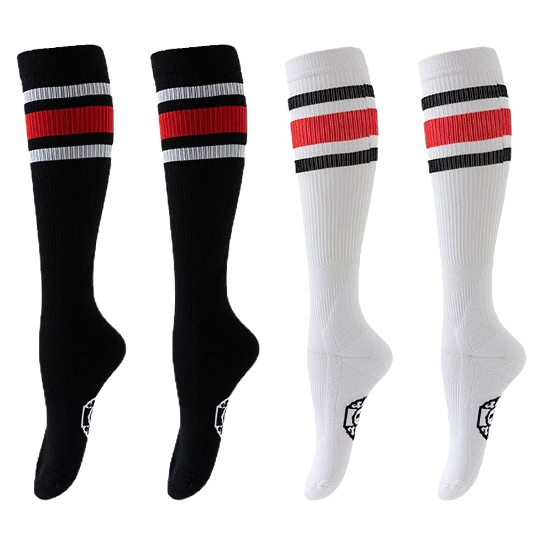 

Thickened Ringlet Sports Football Pressure Three Bars Men's and Women's Socks Medium Length Leg Warmers Soles Plus Socks
