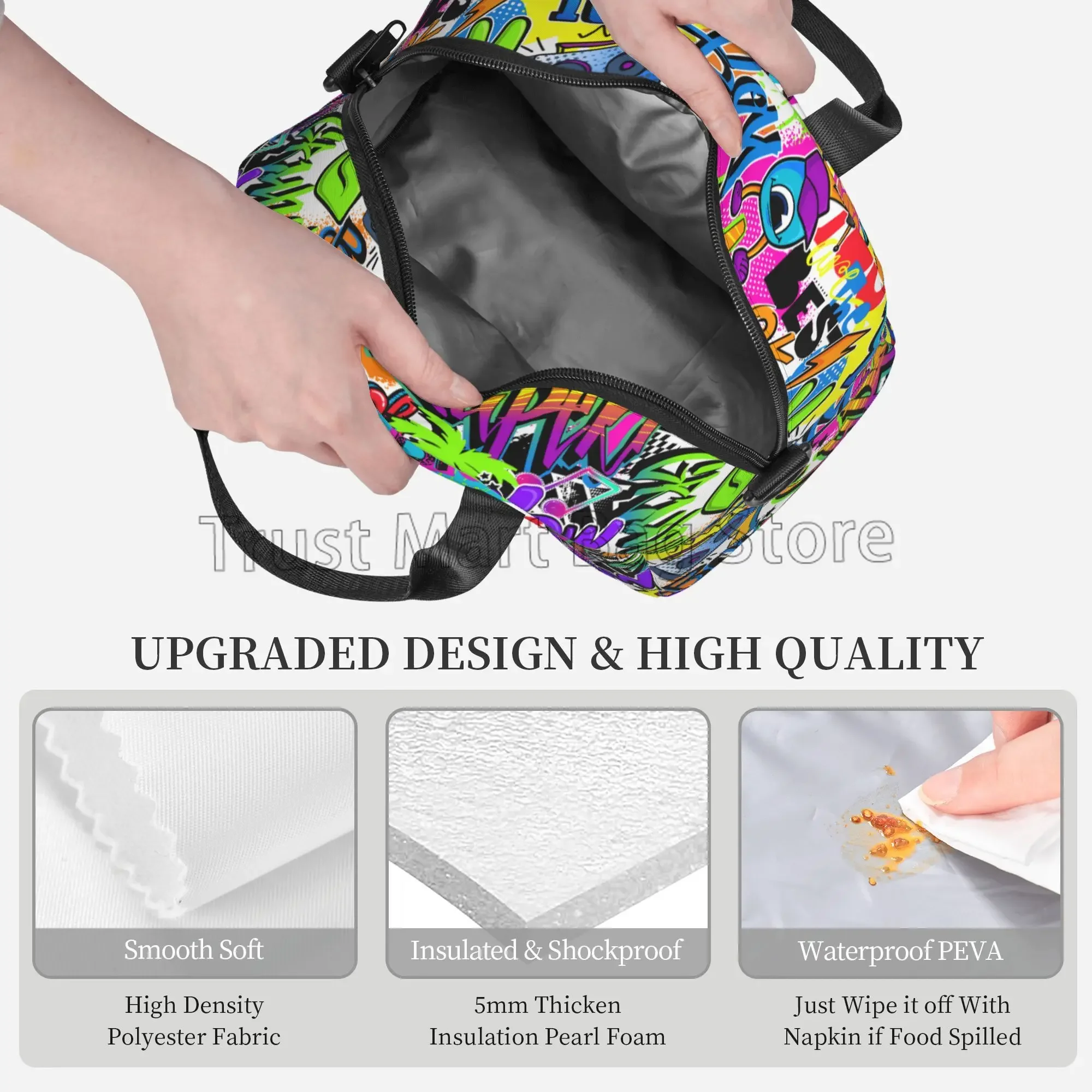 Коллекция американских комиксов изолированная сумка для обеда в стиле поп-арт