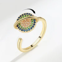 2022 new ladies anti stress anxiety ring rotating gold opening adjustable crystal fashion jewelry