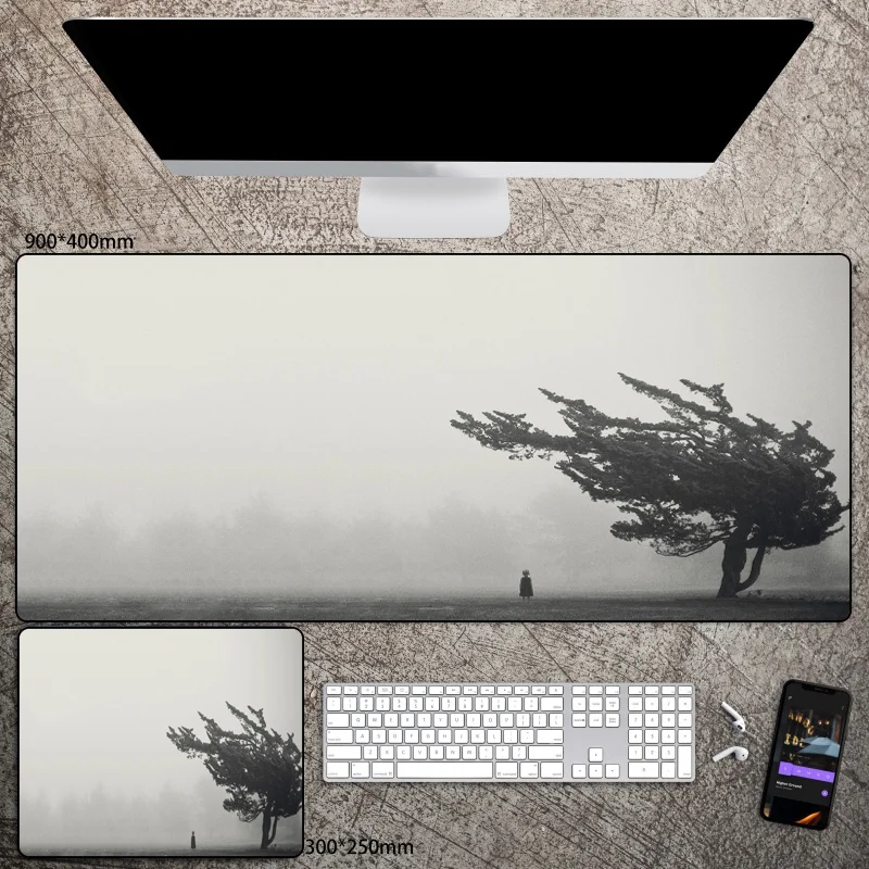 

GuJiaDuo 90x40 Minimalist Trees Mouse Pad Comouter Office Large Table Pad Black and White Art Mousepad Gaming Accessories Carpet