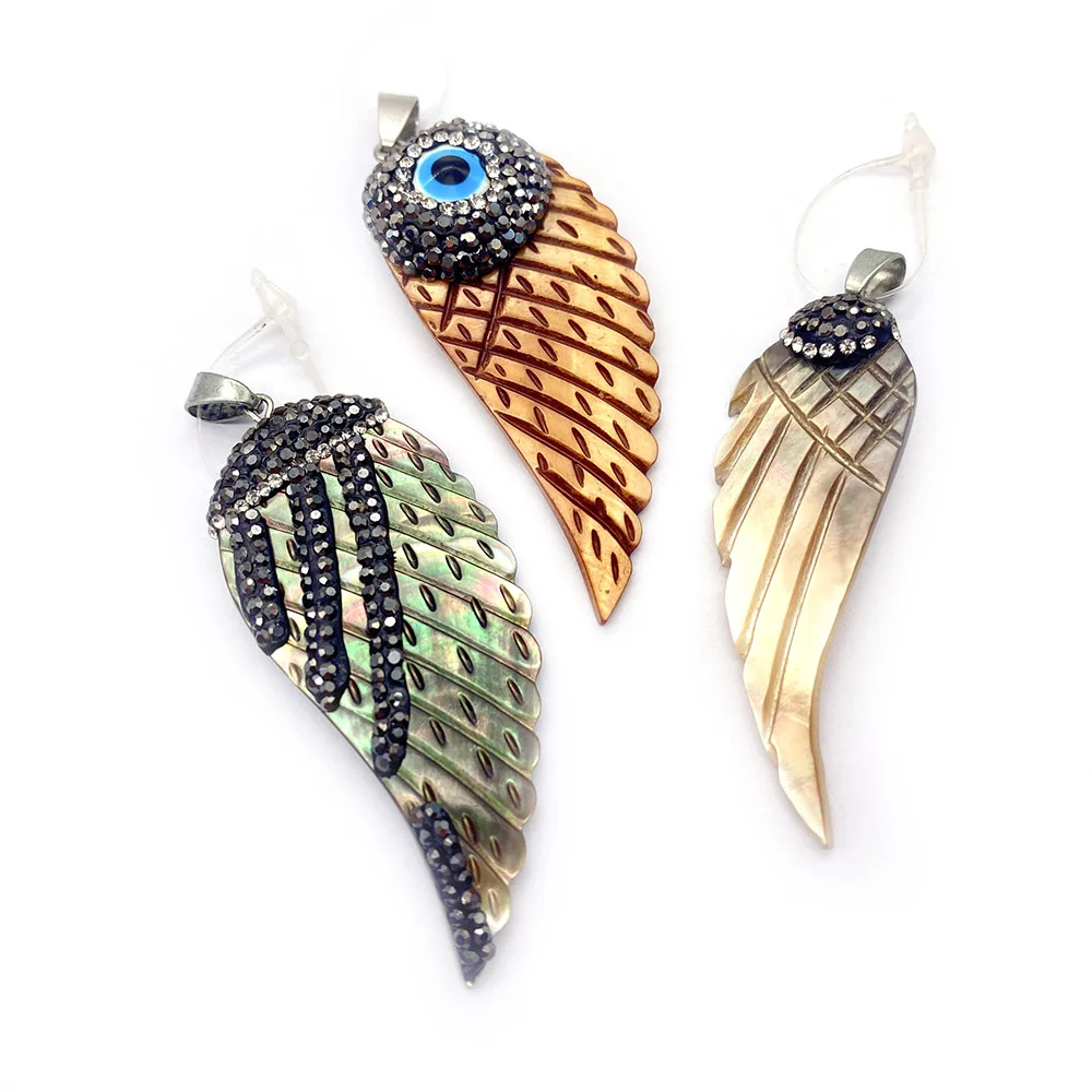 Подвеска из Натуральной Черной ракушки с изысканными крыльями и красочными