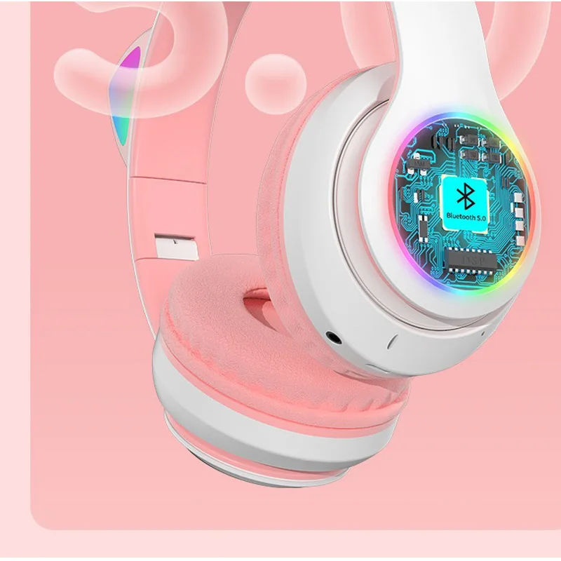 Bluetooth наушники с кошачьими ушками беспроводное соединение музыкальные игры
