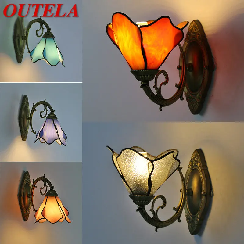 

Настенная Светодиодная лампа OUTELA Tiffany, креативный дизайн, стеклянное бра, светильник для кровати для дома, гостиной, спальни, коридора, Декор