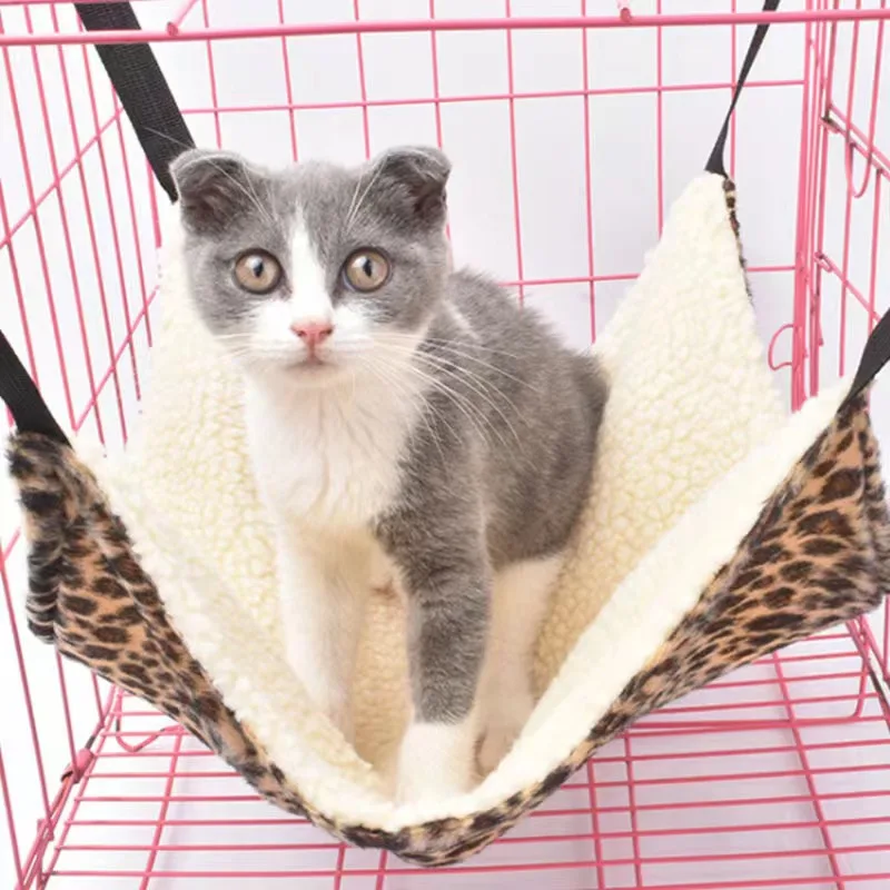 

Cat Hammock Rest Bed Cat Cage Hanging Warm Lamb Fleece Pet Autumn and Winter Rest Nest Soft and Comfortable Cat House Supplies