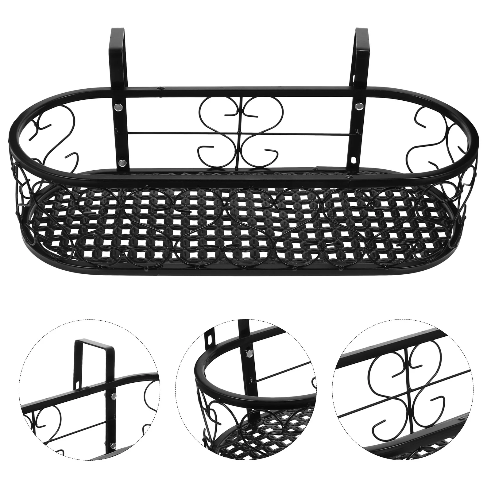 

Planter Balcony Flower Hanging Railing Holder Potrail Fence Basket Planters Stand Pots Shelf Shelves Deck Overwindow Rack Steel