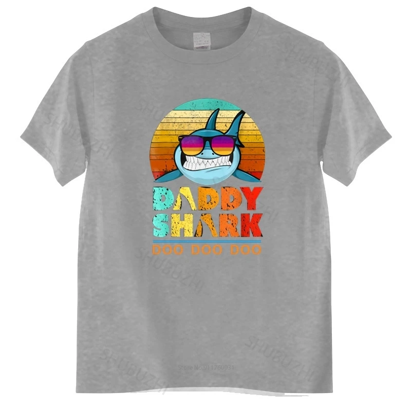 

Homme t shirt summer men t-shirt Daddy Shark T-Shirt Black Funny Gift For Men brand top tees unisex teeshirt
