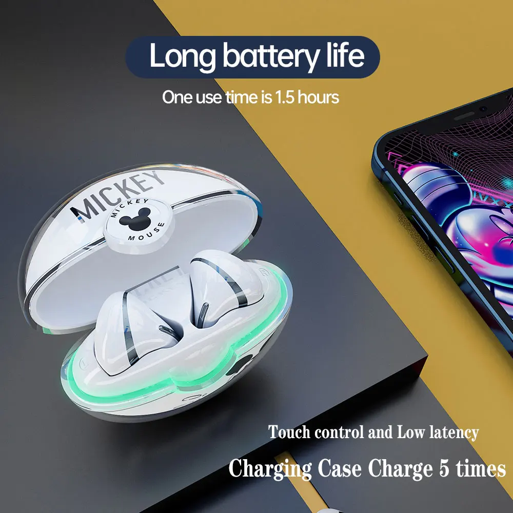 Оригинальные наушники Disney Bluetooth с Микки Маусом Беспроводная игровая гарнитура TWS