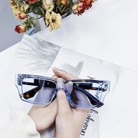 2022 square womens personality sunglasses retro transparent blue popular shade sun glasses outdoor trend uv400