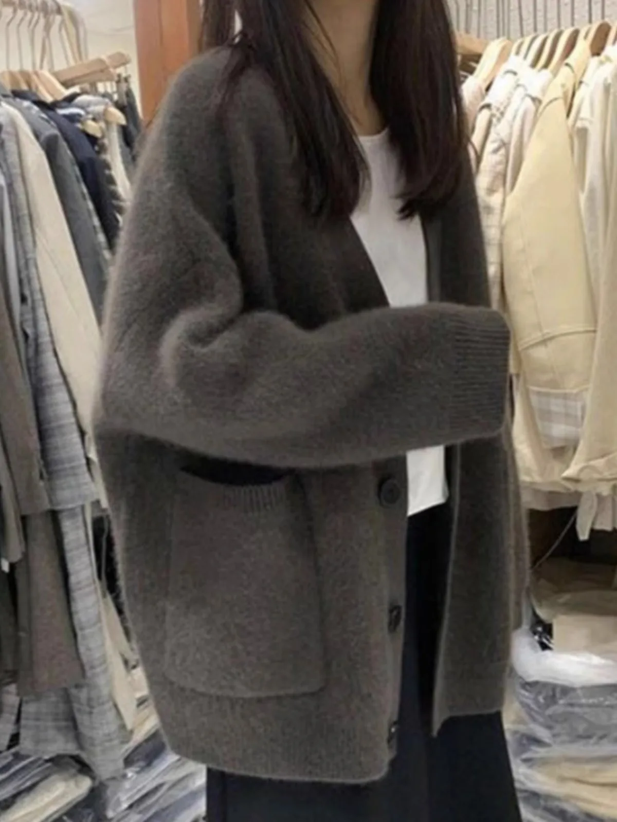 Норковый бархатный черный свитер верхняя одежда утолщенный женский