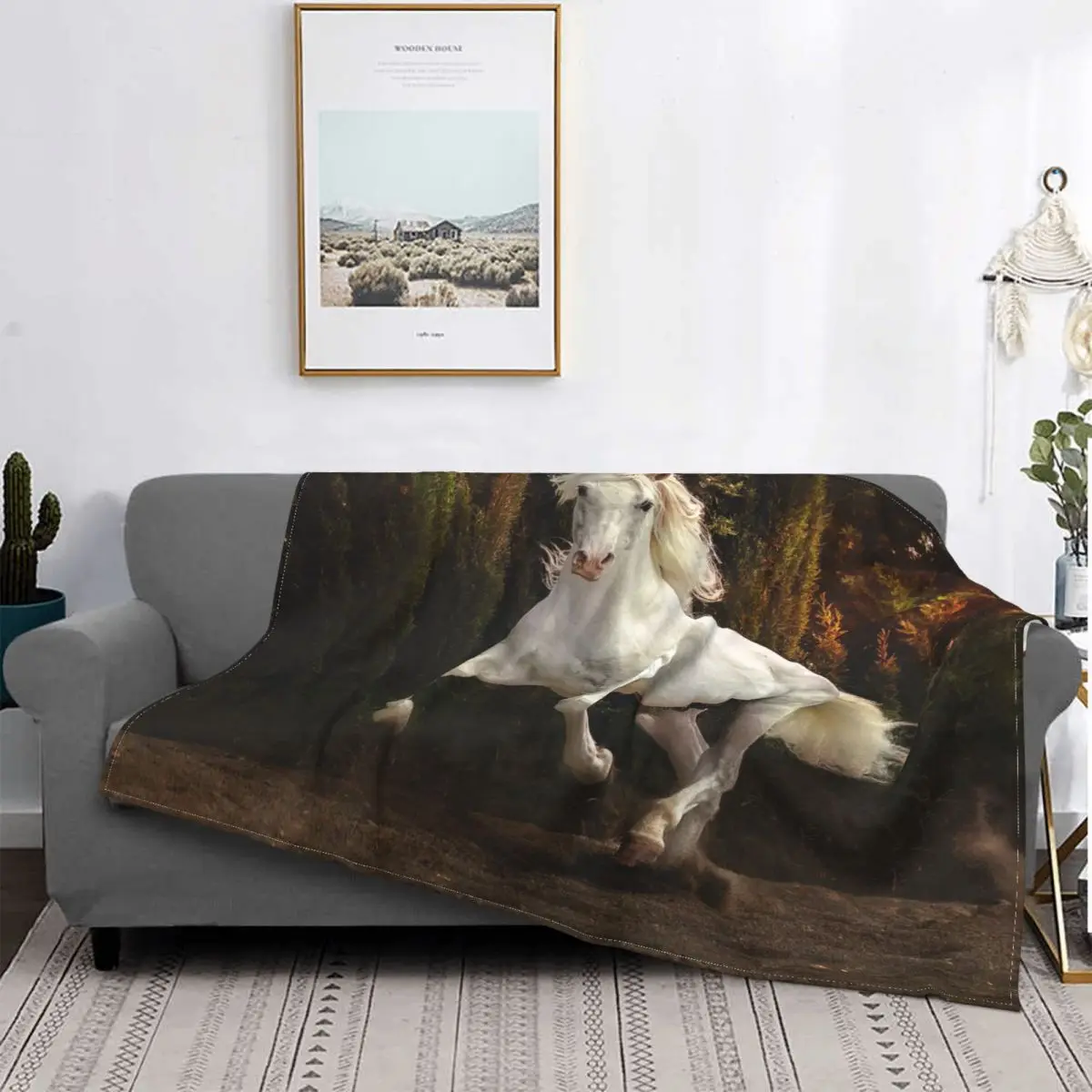 

3D Art Horse Blankets Flannel Summer Animal Fashion Breathable Soft Throw Blankets for Sofa Travel Bedspread