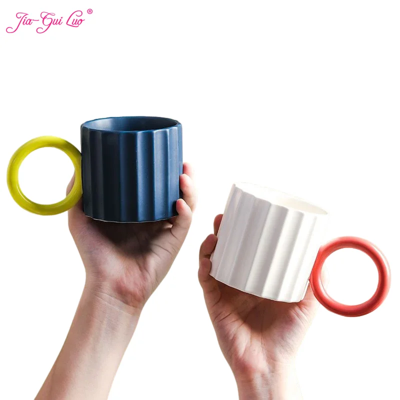 

JIA GUI LUO 300ML Ceramic Coffee Cups Ceramic Spoon Set Coffeeware Coffee Cup Mugs Bar Supplies G031